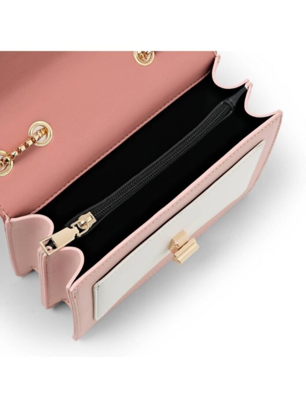 〽️Women's Dark Pink Color Block Chain Strap Crossbody Leather Purse Shoulder Bag - Picture 5 of 6